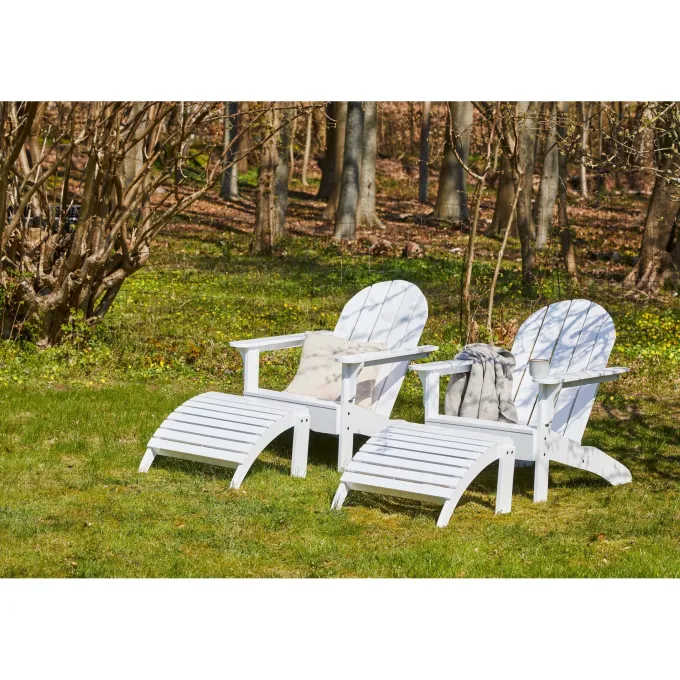 Adirondack Däckstol med Fotpall Vit