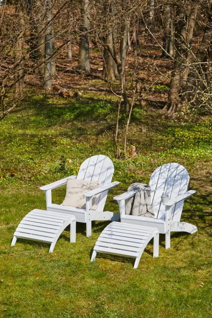Adirondack Fotpall Vit/Trä