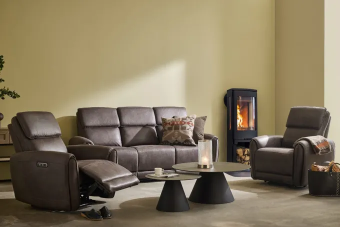 Alice Reclinersoffa 3-Sits Elektrisk Brun