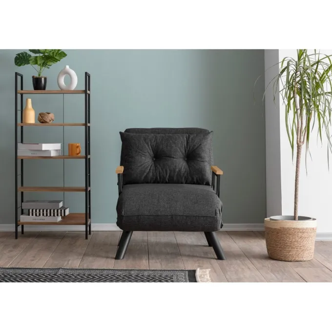 Apia Enkel Mörk (26 x 120 x 60 cm) Grå 1-sits bäddsoffa