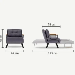 Apia Enkel Mörk (26 x 120 x 60 cm) Grå 1-sits bäddsoffa