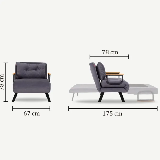 Apia Enkel Mörk (26 x 120 x 60 cm) Grå 1-sits bäddsoffa