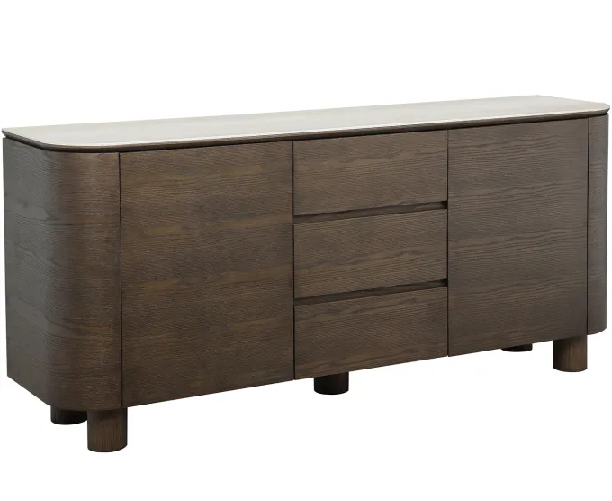 Aria Sideboard Brun/Keramisk Travertin