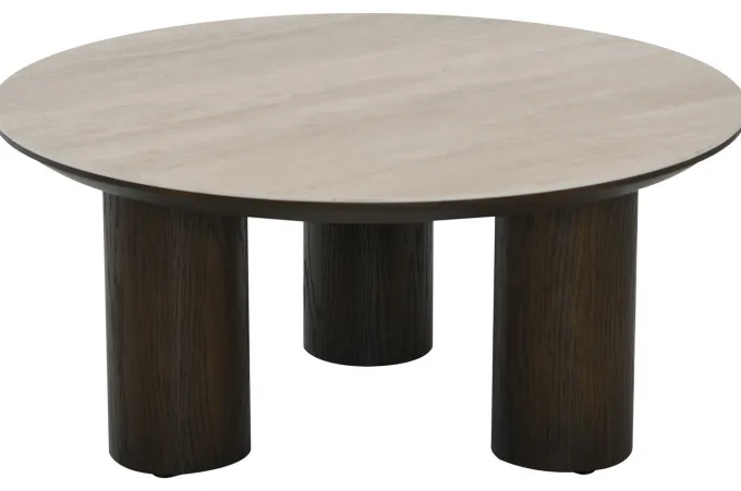 Aria Soffbord 90 cm Rund Brun / Keramisk Travertin