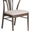 ARON Matstol i brunlackad ek, beige tyg