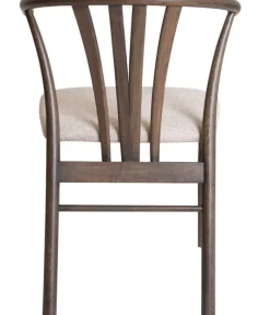 ARON Matstol i brunlackad ek, beige tyg