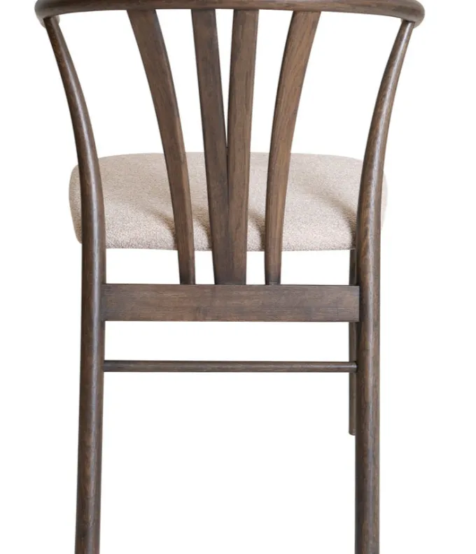 ARON Matstol i brunlackad ek, beige tyg
