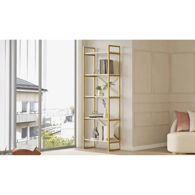 Asmara Bokhylla Marmor / Guld