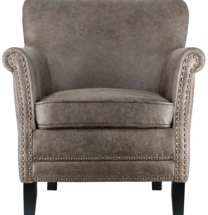 Baron Fåtölj Ljusbrunt Vintagekonstläder