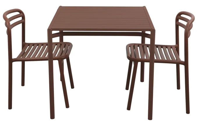 Bliss Matgrupp - Bord 80x80 cm + 2 st Stolar Desert Red