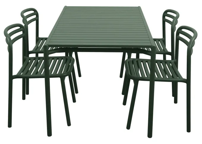 Bliss Matgrupp - Bord 130x80 cm + 4 st Stolar Dark Green