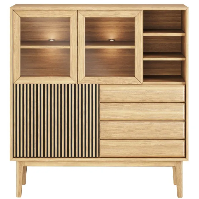Broholm Högskåp Lameller 124x133 cm Oljad Ek
