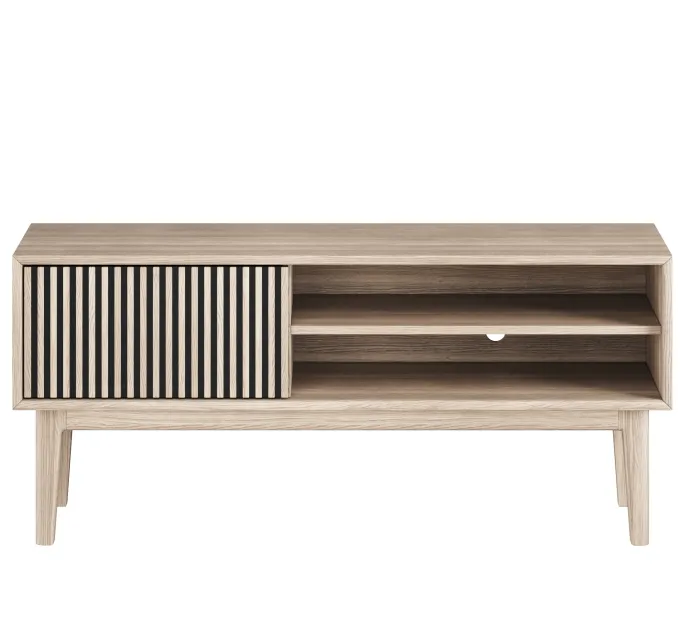 Broholm TV-bänk Lameller 124x55 cm Vitoljad Ek