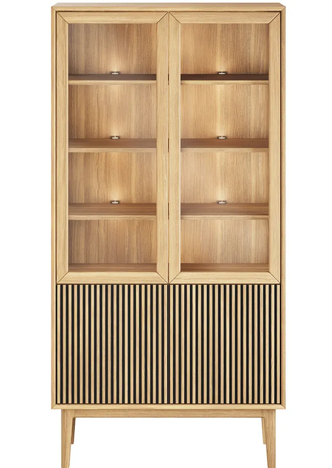 Broholm Vitrinskåp Glassidor & Lameller 100x197 cm Oljad Ek