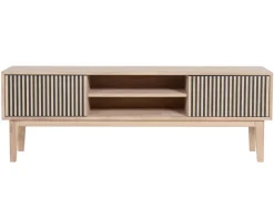 Broholm XL TV-bänk Lameller 160x55 cm Vitoljad Ek