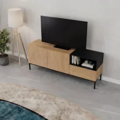 Cailin 140 TV-bänk Naturlig ek svart