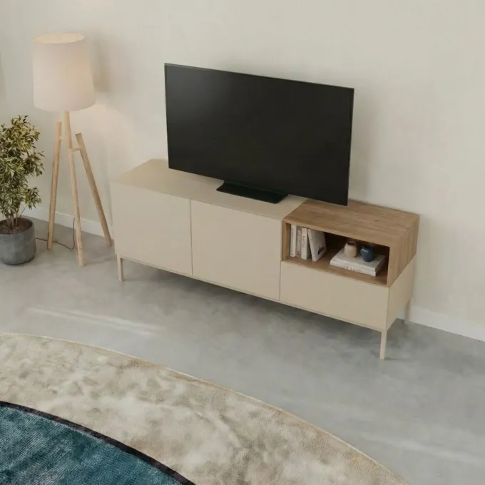 Cailin 140 TV-bänk Sandsten naturlig ek