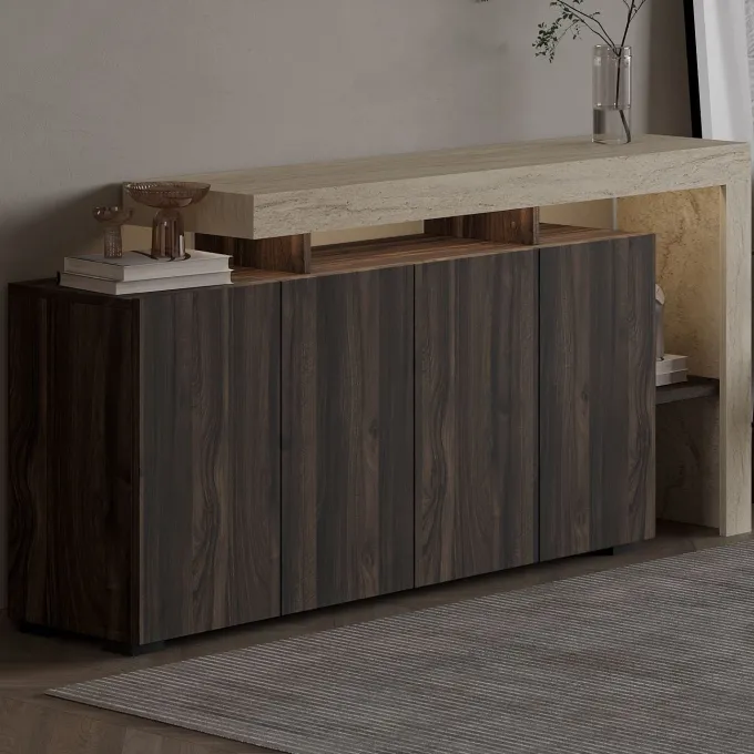Cork Sideboard Travertin, valnöt