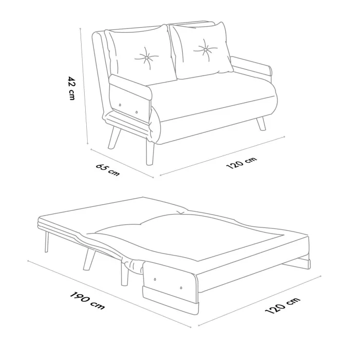 Cosmo Two (78 x 120 x 82 cm) 2-sits bäddsoffa Vit