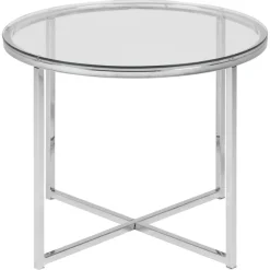 Cross Sidobord Rund 55 cm Krom