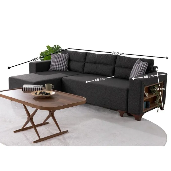Dakar Mini (45 x 45 cm) Bäddsoffa, hörn Antracit