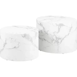 Dijon Satsbord Rund 58x58 cm Vit Carrara