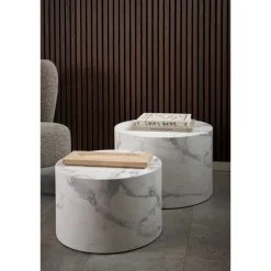 Dijon Satsbord Rund 58x58 cm Vit Carrara