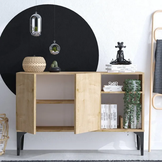 Doha (120 x 80 x 40 cm) Sapphire Oak Black Konsolbord