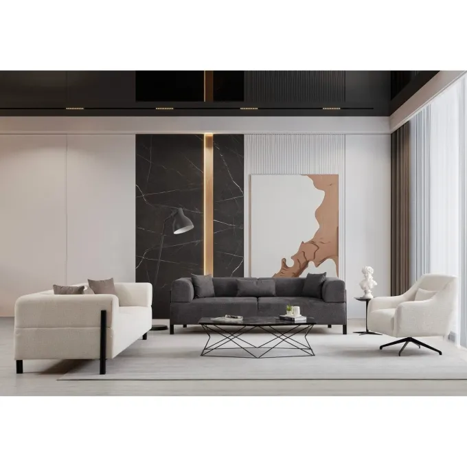 Doha 3-sits (225 x 93 x 75 cm) 3-sitssoffa Vit