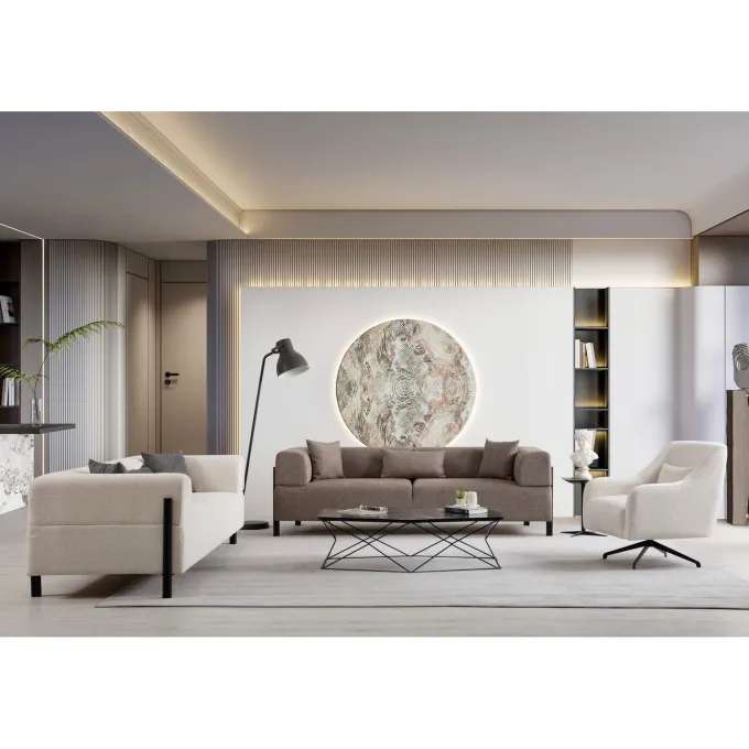 Doha 3-sits (225 x 93 x 75 cm) 3-sitssoffa Vit