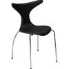 Dolphin Stol Black Leather, Chrome