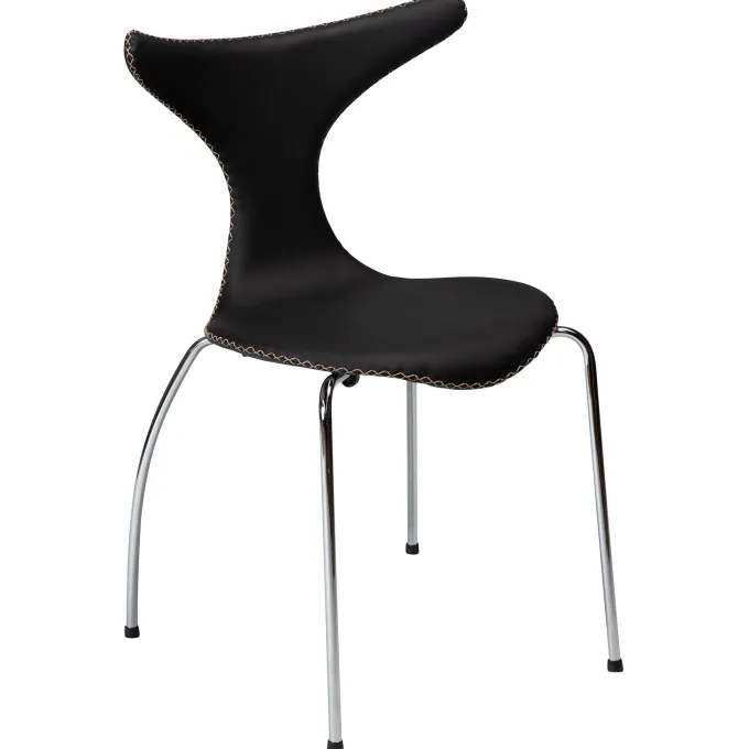 Dolphin Stol Black Leather, Chrome