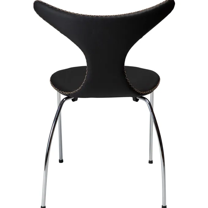 Dolphin Stol Black Leather, Chrome