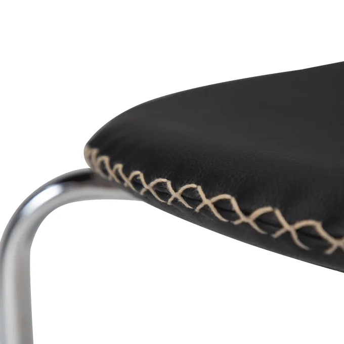 Dolphin Stol Black Leather, Chrome