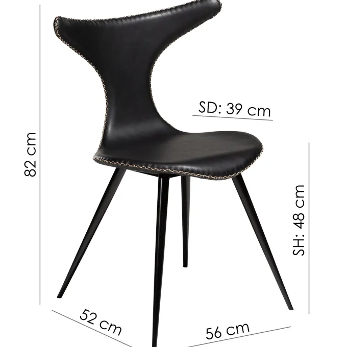 Dolphin Stol Vintage Black Art.Leather, Black