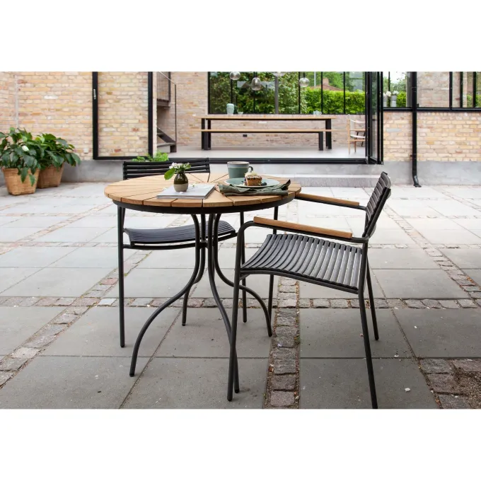 Ellen Cafébord Ø80cm i Teak och Aluminium Antracit