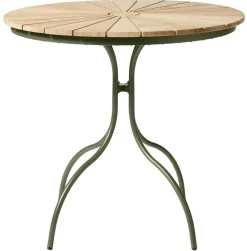 Ellen Cafébord Ø80cm i Teak och Aluminium Grön