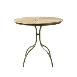 Ellen Cafébord Ø80cm i Teak och Aluminium Grön