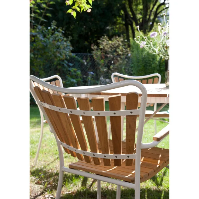 Ellen Trädgårdsbord i Teak och Aluminium 110 cm, Vit