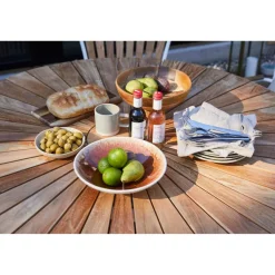 Ellen Trädgårdsmöbelset i Teak och Aluminium 130 cm + 5 stolar, Vit