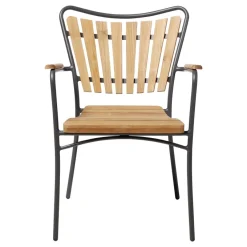 Ellen Trädgårdsmöbelset i Teak och Aluminium 110 cm + 4 stolar, Antracit