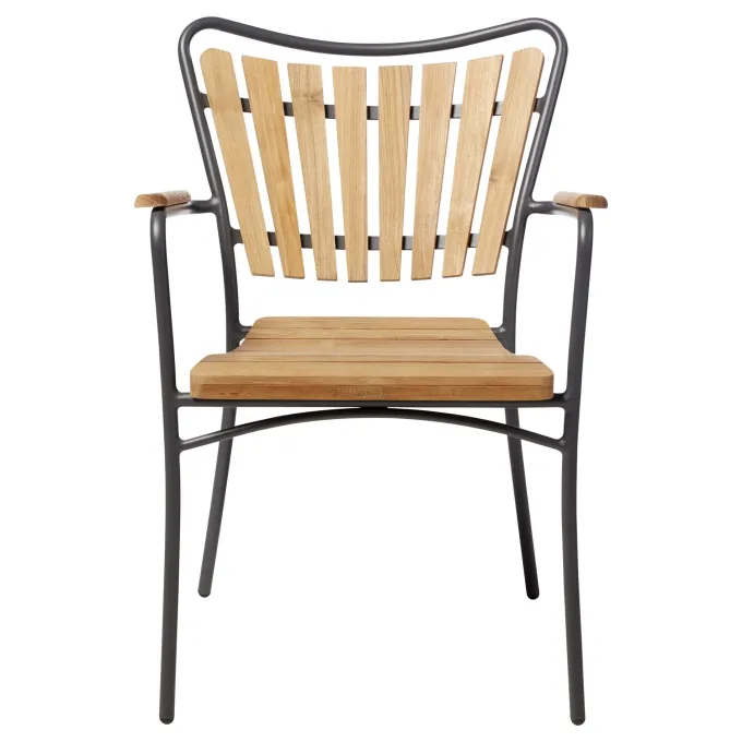 Ellen Trädgårdsmöbelset i Teak och Aluminium 110 cm + 4 stolar, Antracit
