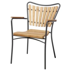 Ellen Trädgårdsmöbelset i Teak och Aluminium 110 cm + 4 stolar, Antracit