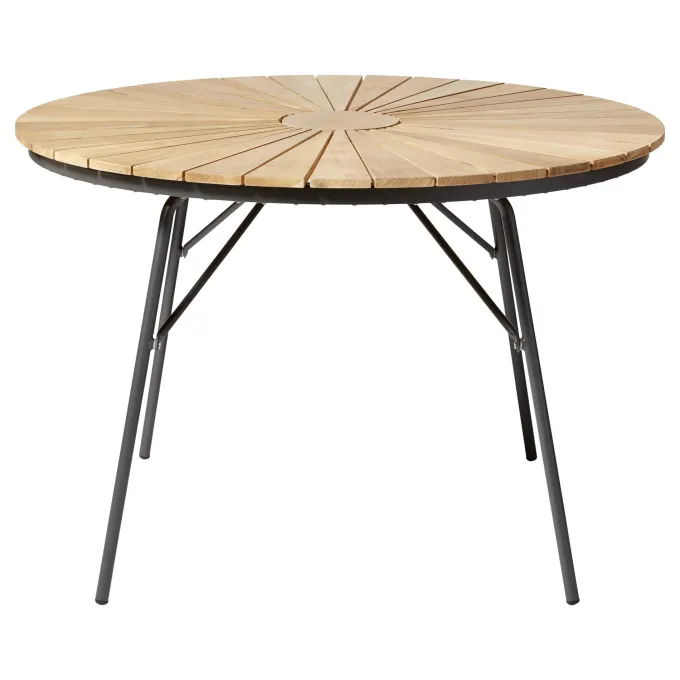 Ellen Trädgårdsmöbelset i Teak och Aluminium 110 cm + 4 stolar, Antracit