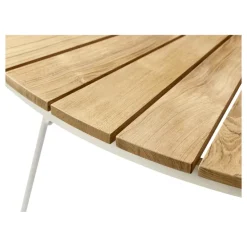 Ellen Trädgårdsmöbelset i Teak och Aluminium 110 cm + 4 stolar, Vit