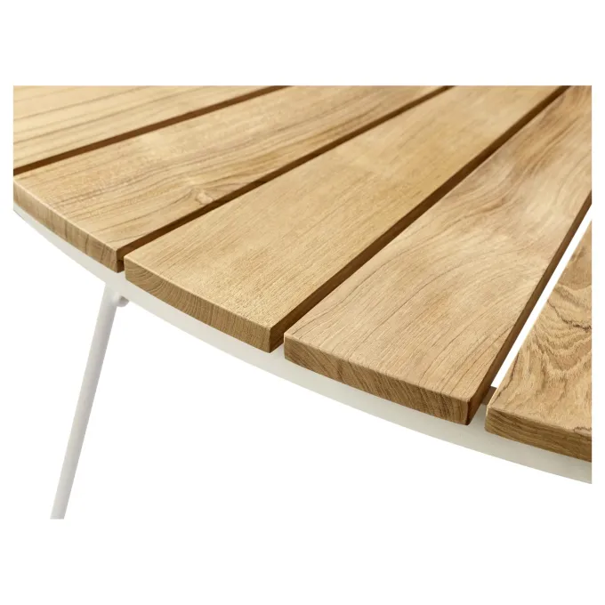 Ellen Trädgårdsmöbelset i Teak och Aluminium 110 cm + 4 stolar, Vit