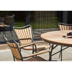 Ellen Trädgårdsmöbelset i Teak och Aluminium 150 cm + 6 stolar, Antracit