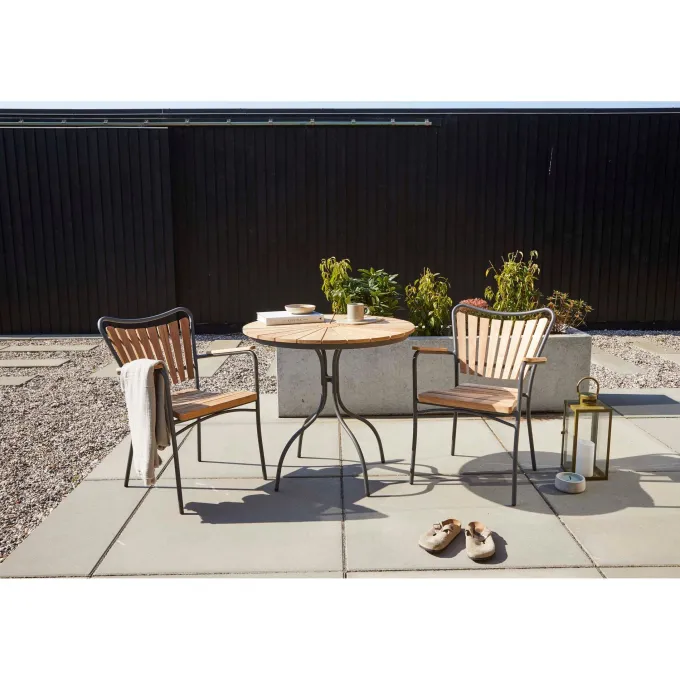Ellen Trädgårdsmöbelset i Teak och Aluminium 80 cm + 2 stolar, Antracit