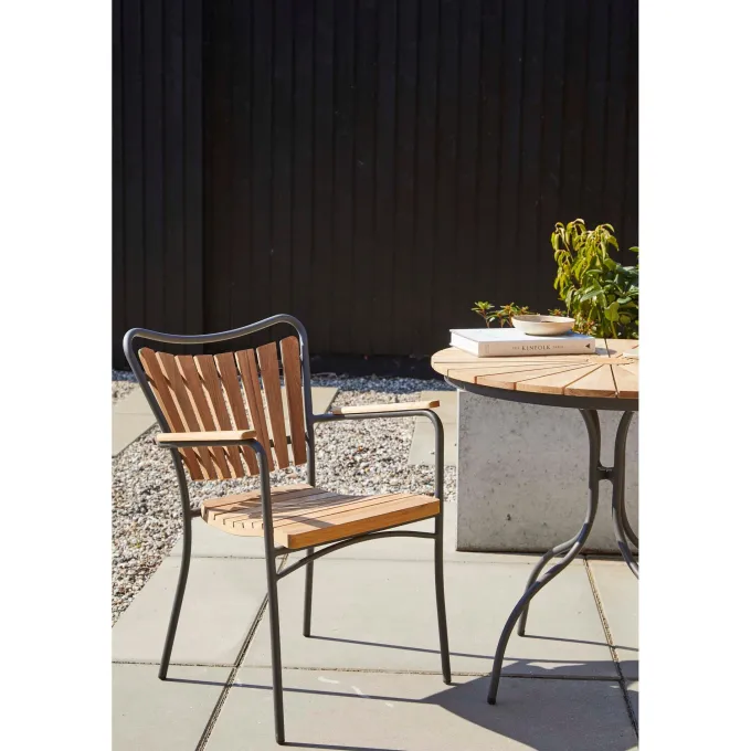 Ellen Trädgårdsmöbelset i Teak och Aluminium 80 cm + 2 stolar, Antracit