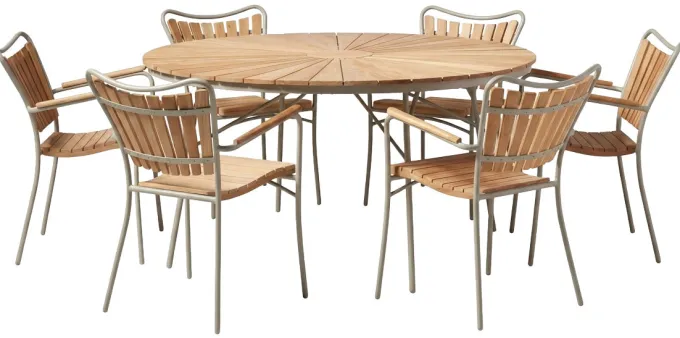 Ellen Trädgårdsstol i Teak och Aluminium Sandy Grey